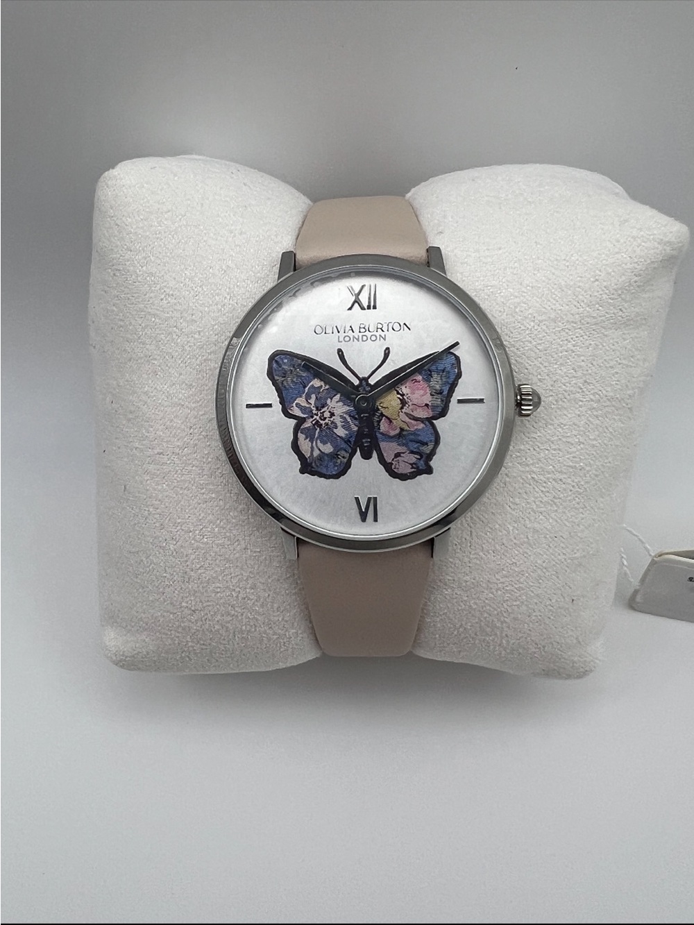 Olivia Burton Signature Butterfly Nude Leather Silver White Dial Watch 24000145